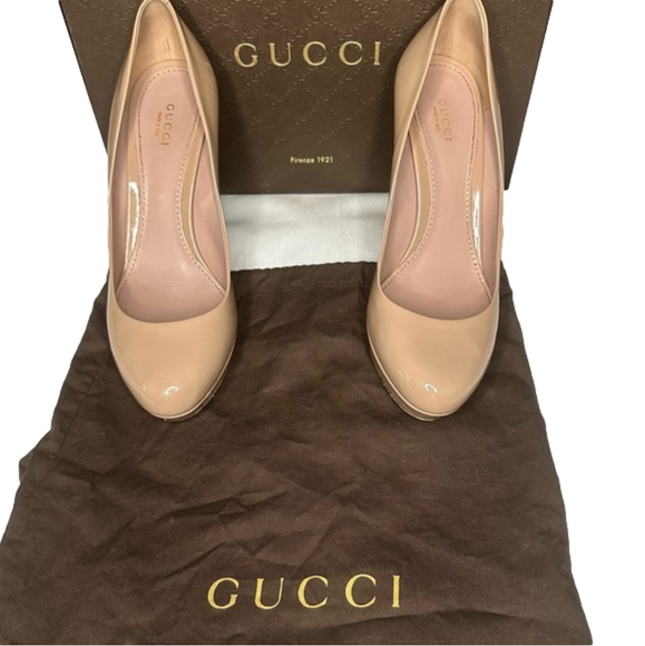 Gucci Shoes - Gucci Patent Leather Platform Heels Tan Size 39/US 9 Authentic